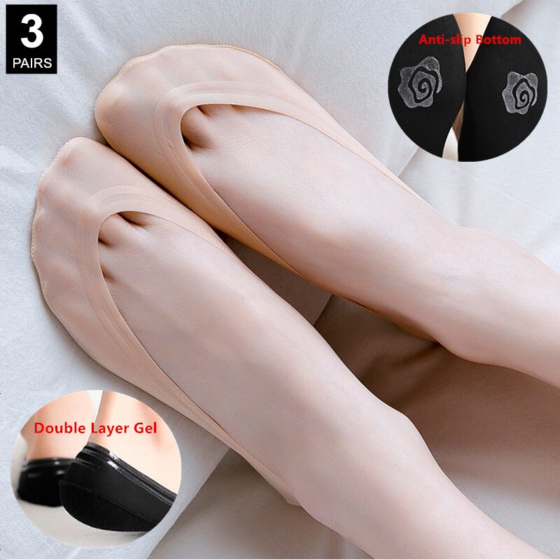 3 Pairs Anti-slip Boat Socks for Women Summer Autumn Cute Candy Color Ice Silk Socks Invisible Low Cut Thin Ankle Socks