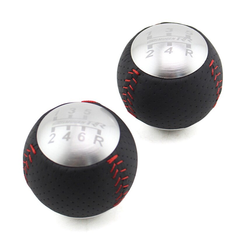 JDM Mugen – pommeau de levier de vitesse en cuir, noir et argent, pour HONDA CRZ Type R Civic FA5 FG2 SI, 5/6