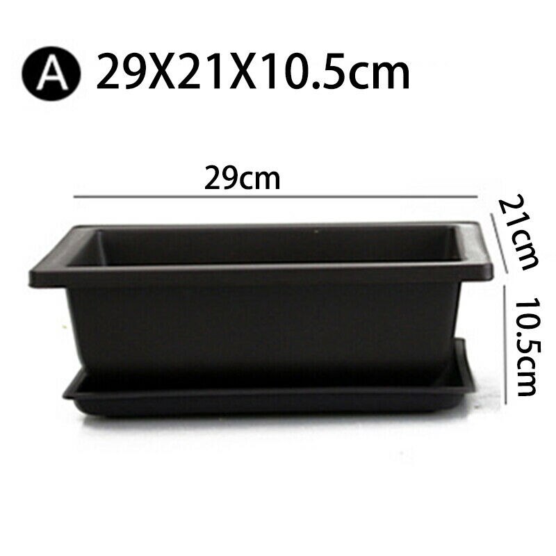 Maceta grande para flores, maceta rectangular para bonsái, vivero, contenedor para balcón, 29x21x10,5 cm