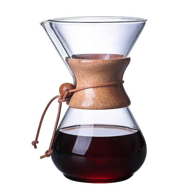 Cafetière en verre résistante avec filtre en acier inoxydable, Anti-brûlure, poignée en bois, cafetière à expresso, outils de Barista: 800ml without filter