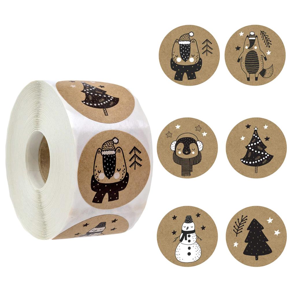 Colorful Christmas Designs Adhesive Name Tags Seal Labels Tags Decals Package XMAS Stickers