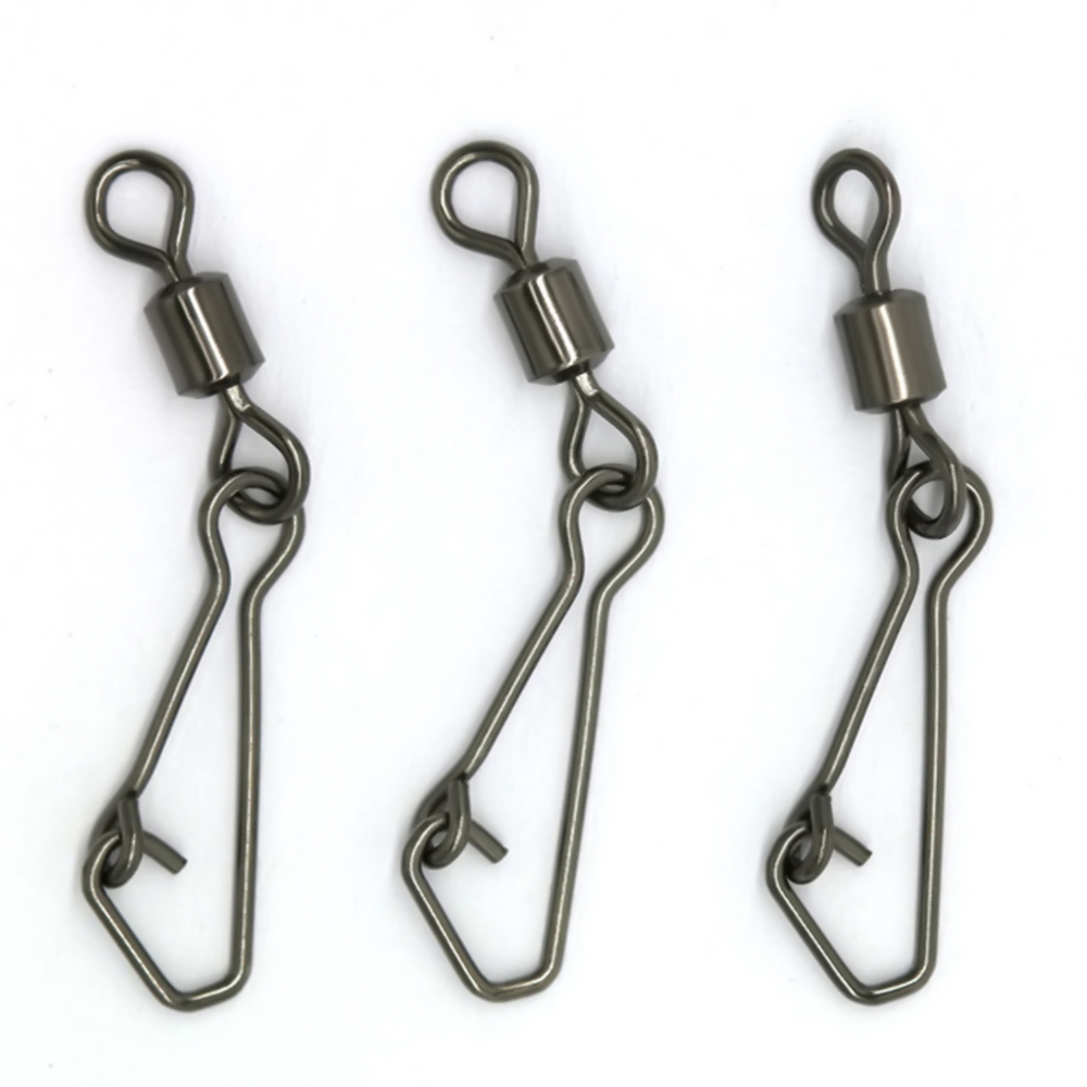 JOSHNESE 50PCS Stainless Steel Fishing Swivels MS+QL Interlock Rolling Swivel With Hooked Snap Fish Hook Connector