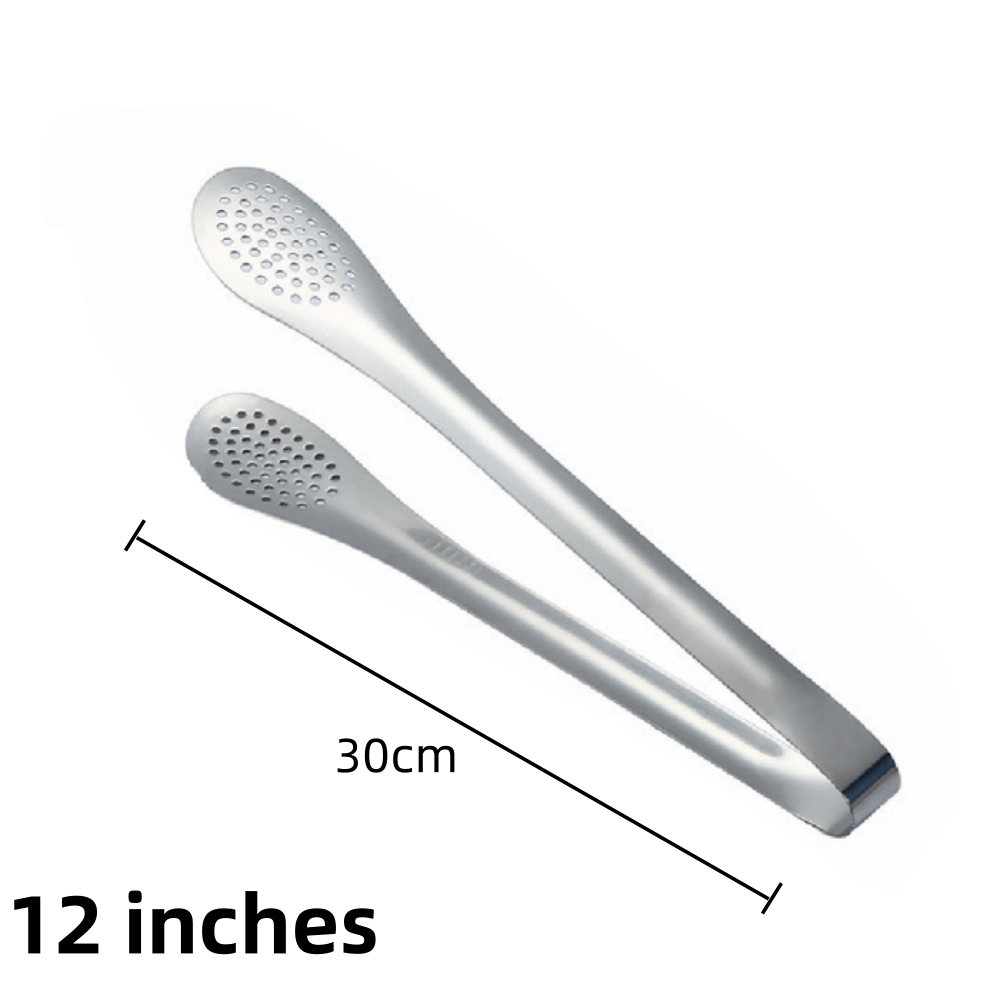 1pc Kitchen Utensils BBQ Food Clip Kitchen Chief Tongs Stainless Steel Portable for Picnic Barbecue Cooking Articles: Dark Khaki