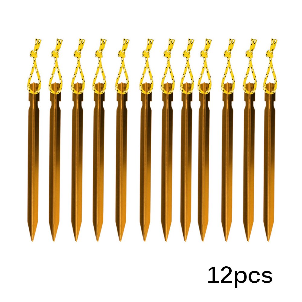 12 STUKS Tent Stakes Lichtgewicht Aluminium Hoge-StrengthTent Peg Nail Stake Wandelen Stakes Tent Schuilplaatsen Gereedschap Camping: Bruin