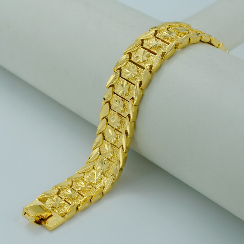 Anniyo 20,5 CM, Gold Armband für Frauen/Männer Gold Farbe & Messing, dubai Armreifen Afrika Hand Kette Schmuck Äthiopischen/Arabischen #002007