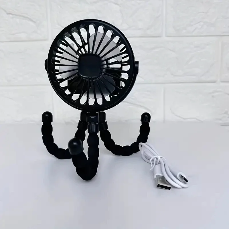 Ventilador dobrável portátil usb, ventilador portátil para carrinho de bebê ao ar livre, mini ventilador multifuncional pequeno mudo de verão: Azul