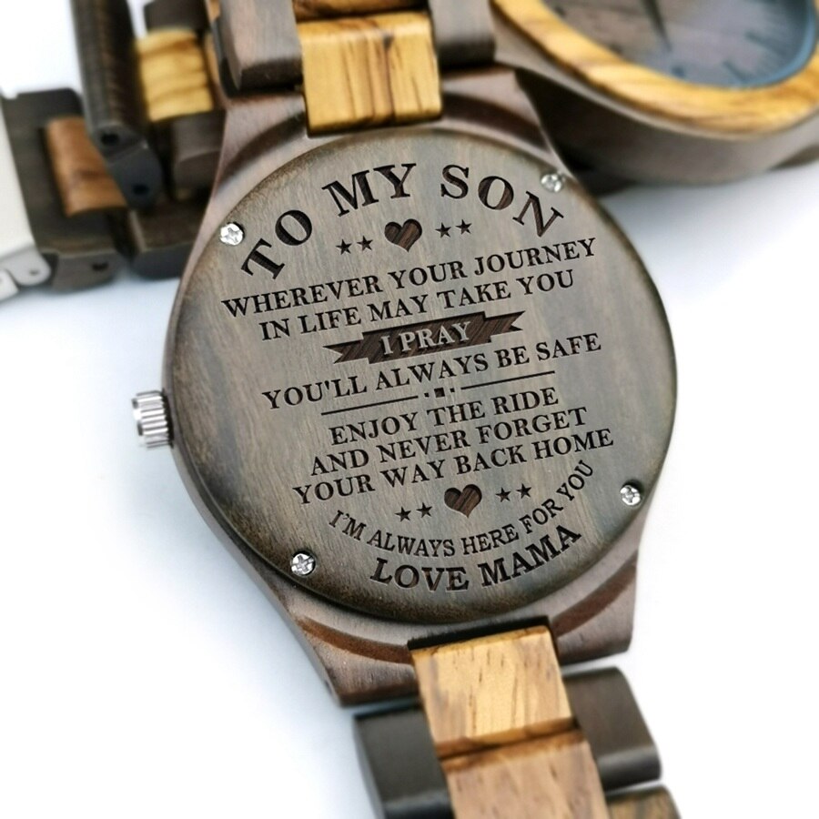 Aan mijn zoon - je bent in staat om alles te bereiken als je je er maar op richt houten gegraveerd horloge gegraveerd heren sandelhout horloge: Y1804