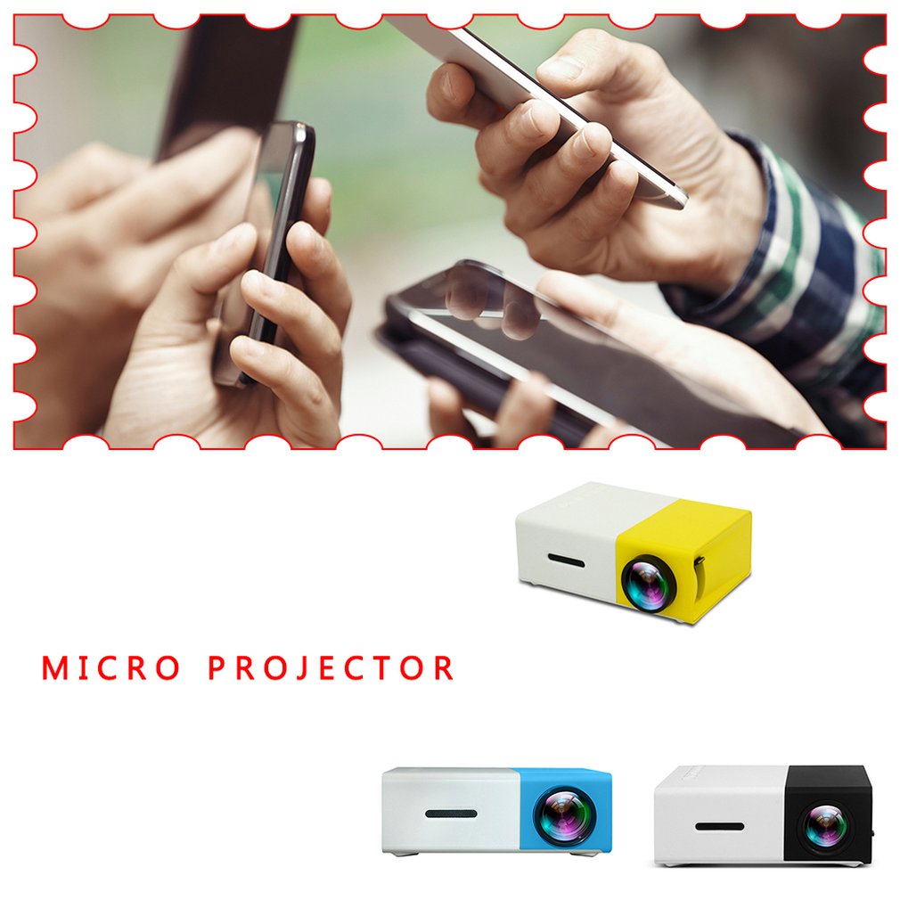 Miniproyector casero de Color blanco negro 1080P YG300, proyección Led, múltiples conexiones de dispositivos, HD, entretenimiento portátil