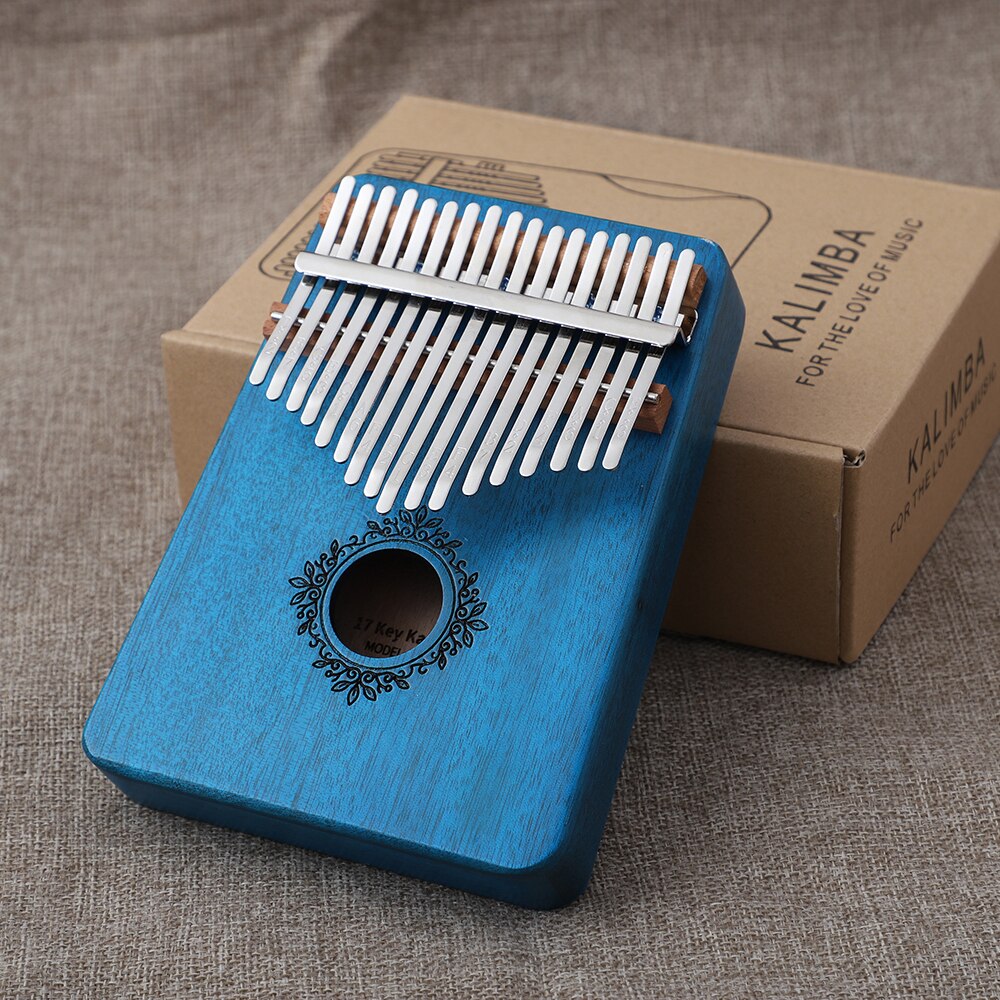 Kalimba 17 key Thumb Piano Mbira Music Box Finger Piano Calimba 21 30 Keys Mahogany Wooden Acacia Musical Instruments machine: 01-1 Blue