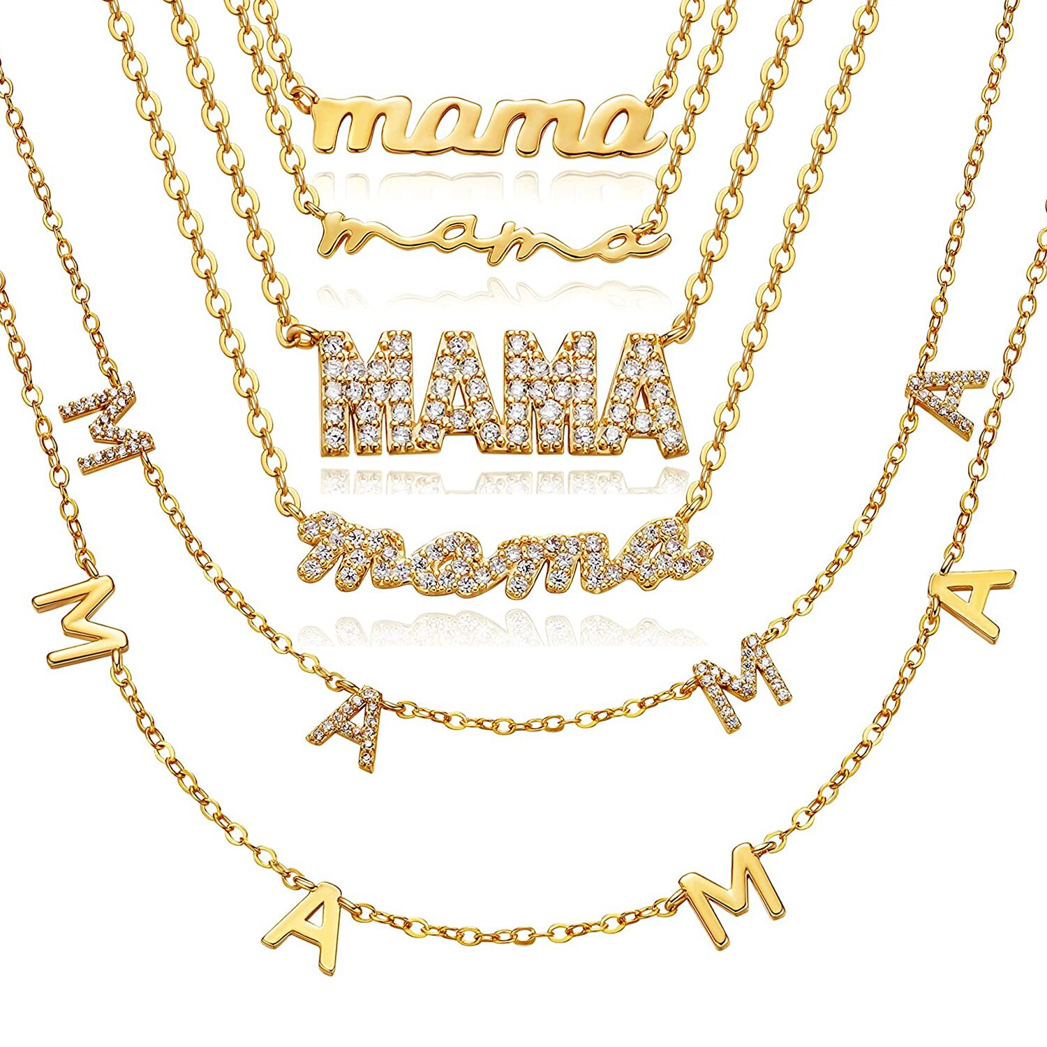 Mother&#39;s Day Letter MAMA Necklace Allergy Free Gold Plated 18 K Stainless Steel Non Tarnish Jewelry for Women Mom