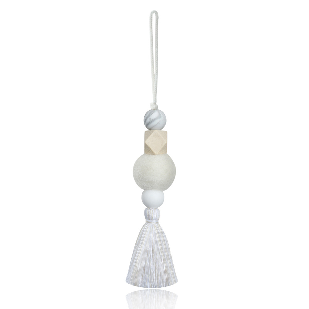 Auto Parfum Decoratie Luchtverfrisser Aromatherapie Hanger Hangende Ornamenten Houten Kraal Vilt Bal Parfum Auto Accessoires: GRIJS