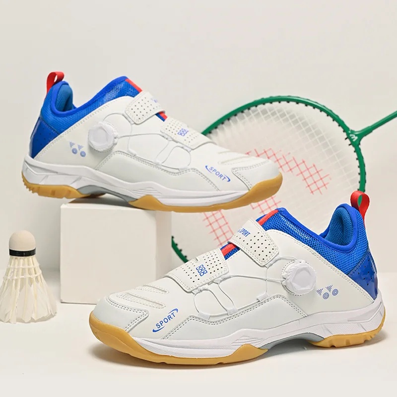 Chaussures de Badminton ultra-légères et respirantes, chaussures de Tennis noires et blanches, antidérapantes, résistantes à l'usure, semelle en caoutchouc, chaussures de Couple tendance professionnelles: WHITE / '47