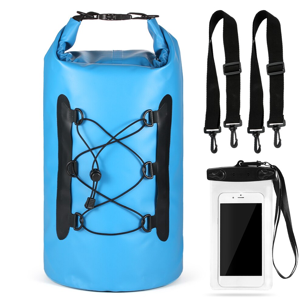 Mochila impermeable de 15L para exteriores, bolsa flotante de agua, Rollo superior, para kayak, Rafting, canotaje, río, Trekking, piscina: Blue