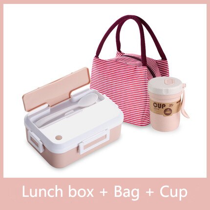 3 stuk Set Lunchbox Lekvrij Draagbare magnetron Voedsel Container Kantoor School Reizen Wandelen Kid Gezondheid Materiaal Bento doos: Pink three-piece