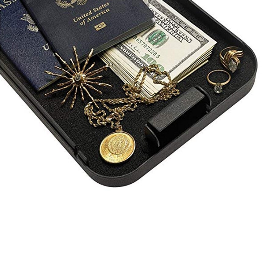 Gun safe lock box with security cable and mechanical lock