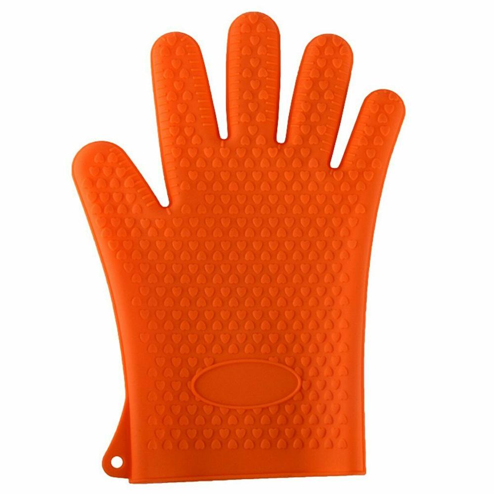 Siliconen Oven Handschoen Hittebestendige Dikke Koken Bakken Bbq Grill Handschoen Ovenwanten Diy Keuken Gadgets Keuken Accessoires: Oranje
