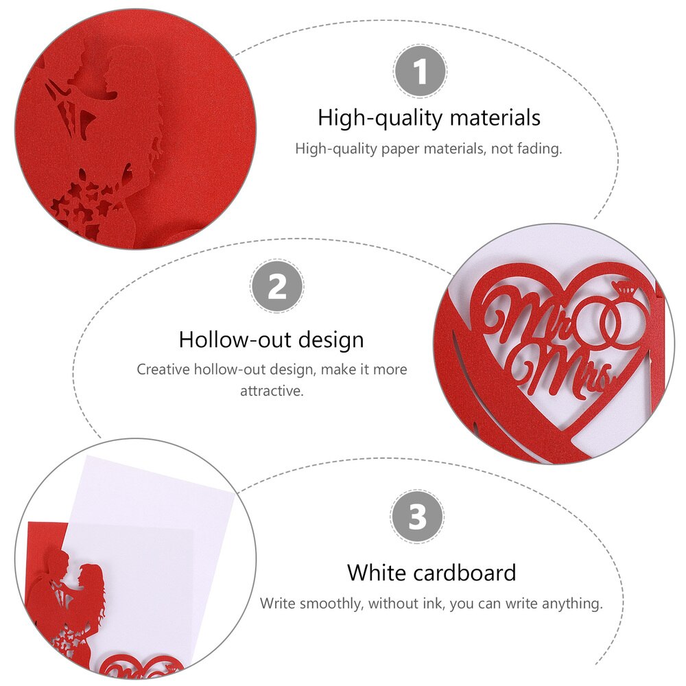 10pcs Wedding Invitations Bride Groom Lovely Paper Invitations Cards