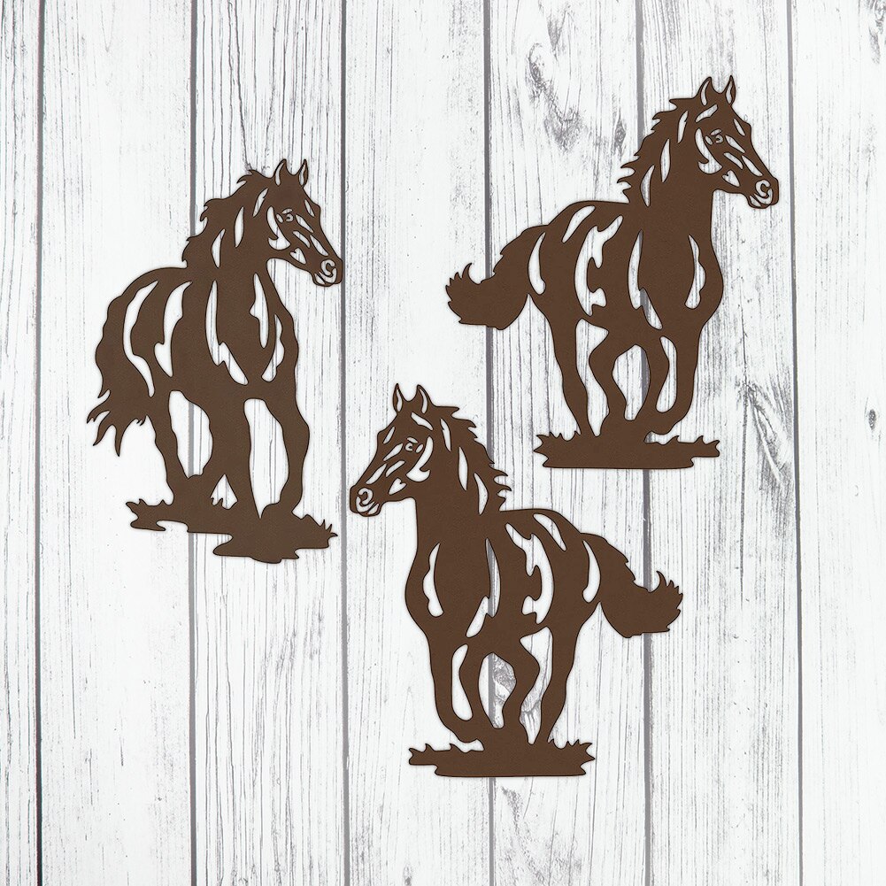 3pcs/set Metal Horse Farmhouse Modern Home Hanging Beautiful Rustic Concise Indoor Outdoor Garden Wall Art Decor Bathroom