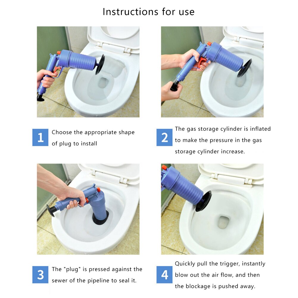 Toilet Dredge Plug Air Power Pump Bathroom Drain Cleaner Sink Blockage Remover Bathroom Drain Cleaner Sewer Blockage Tools