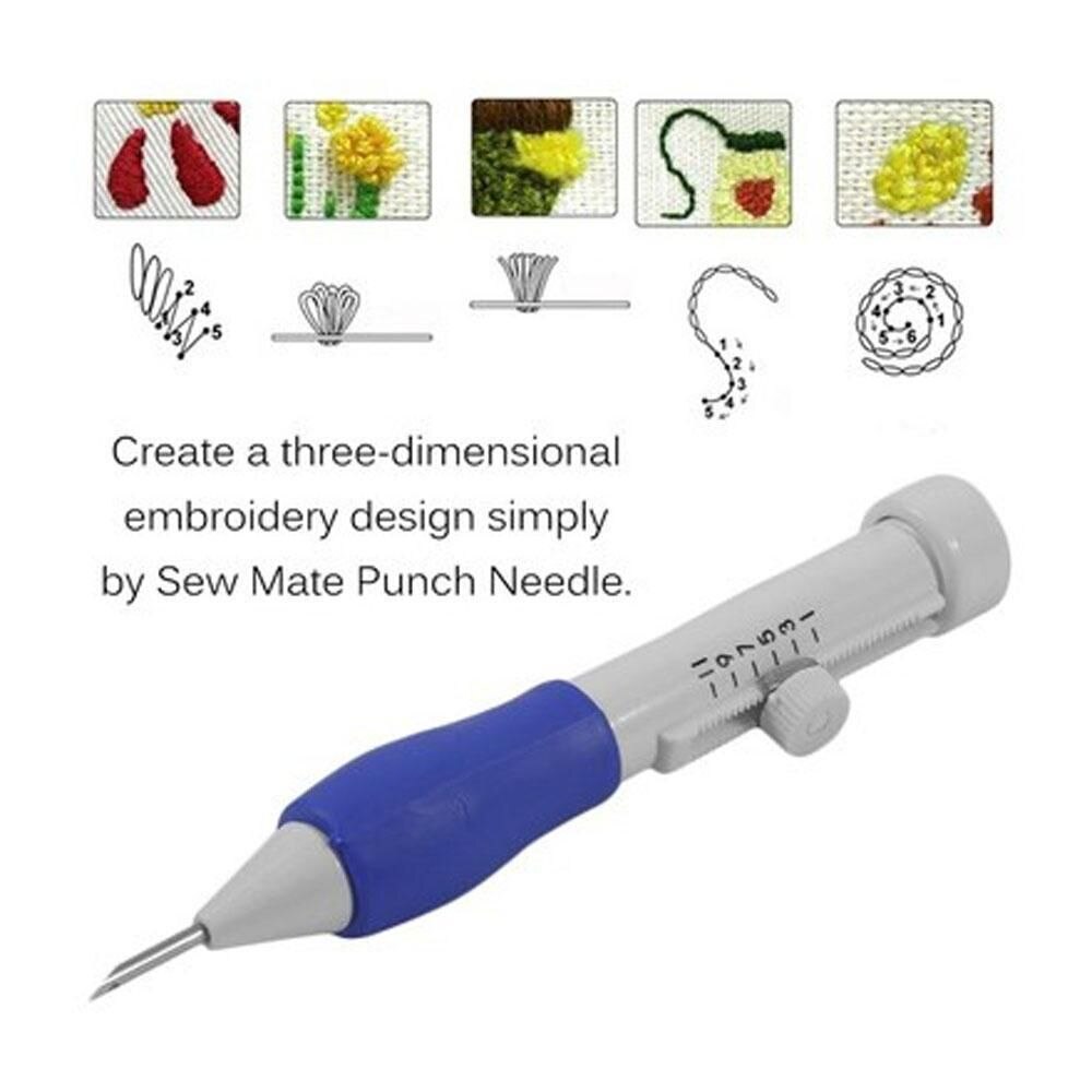 9x Embroidery Punch Needle Kit Stitching Tool Set Magic Embroidery Needle Pen Weaving Tool Knitting Sewing Tools for DIY Sewing