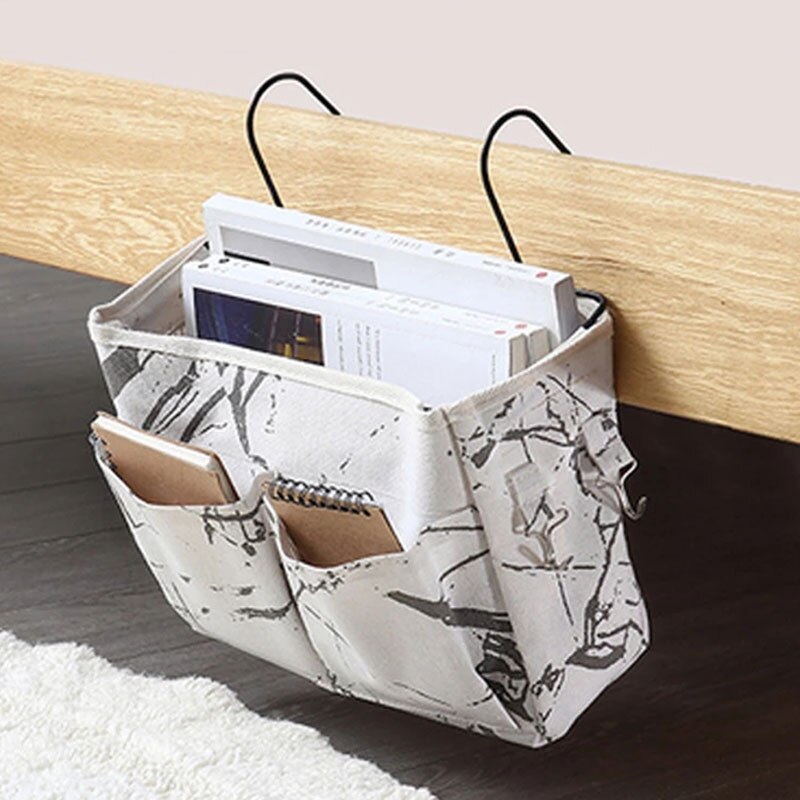 Canvas Nachtkastje Organizer Opknoping Boek Tas Met Haak Organisator Diversen Voor Thuis Keuken Slaapkamer Thuis Organisator: 6