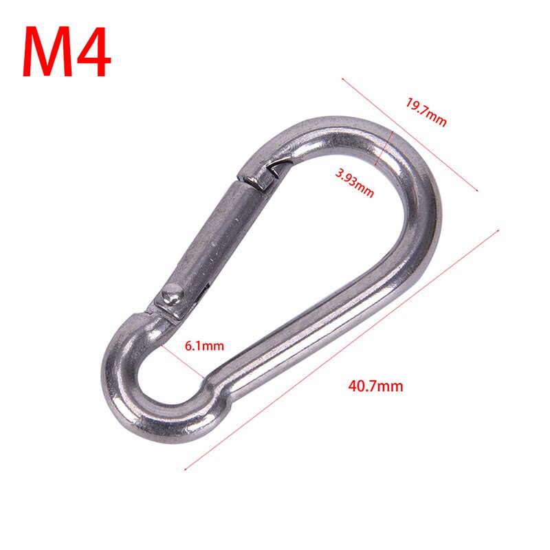 Mosquetón con resorte de acero inoxidable 304, herramienta múltiple, accesorios para escalada en roca, gancho de presión, llavero, cierre de eslabón rápido, 5 tipos, 1 ud.: M4