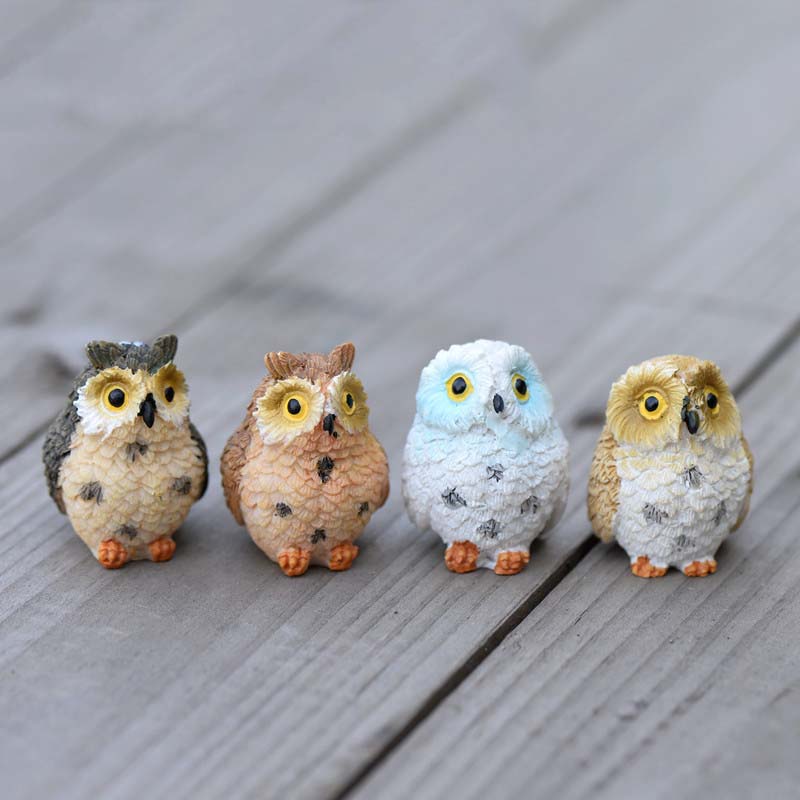 2pcs Garden Decoration Mini Micro Landscaping Decor Micro Landscape Exposed Artificial Owl Decorative Ornaments: Random Color