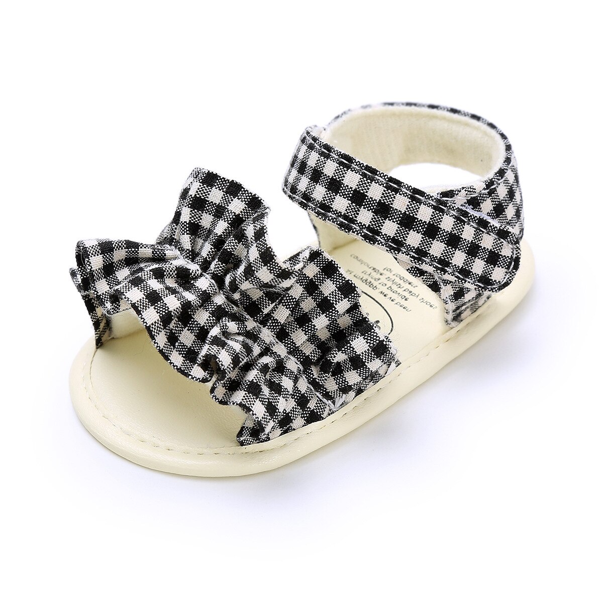 Spädbarn bebis flicka sandaler prinsessa prickiga plattor mjuka halkskyddade bomullssula sommar spjälsäng toddler sandaler  fd02897145: Svart / 0-6 månader