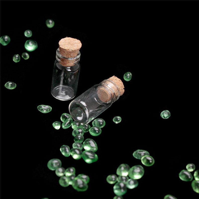 Mini vaso de 10ml de Uds. 1/3/5/10, pequeño tapón de corcho transparente, botellas de deseos, frasco de vidrio transparente, tapón de corcho para recuerdo