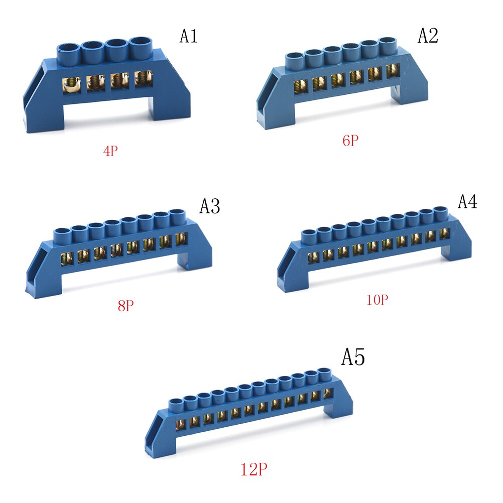 4/6/8/10/12 Positions Terminal Block Connector Strip Electrical Distribution Wire Screw Terminal Brass Ground Neutral Bar