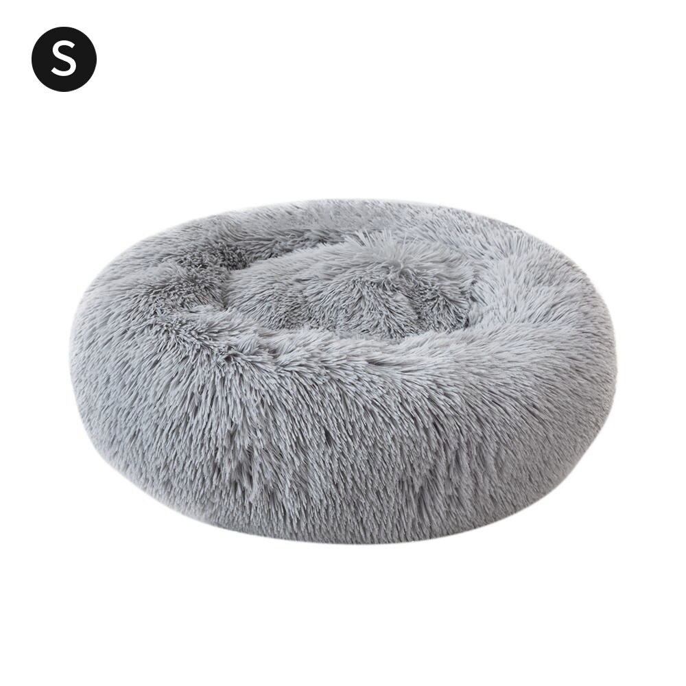 Ronde Pluche Kat Bed Huis Zachte Lange Pluche Kat Bed Ronde Hond Bed Voor Honden Katten Nest Winter Warm slapen Bed Puppy Mat: 4 / 50cm