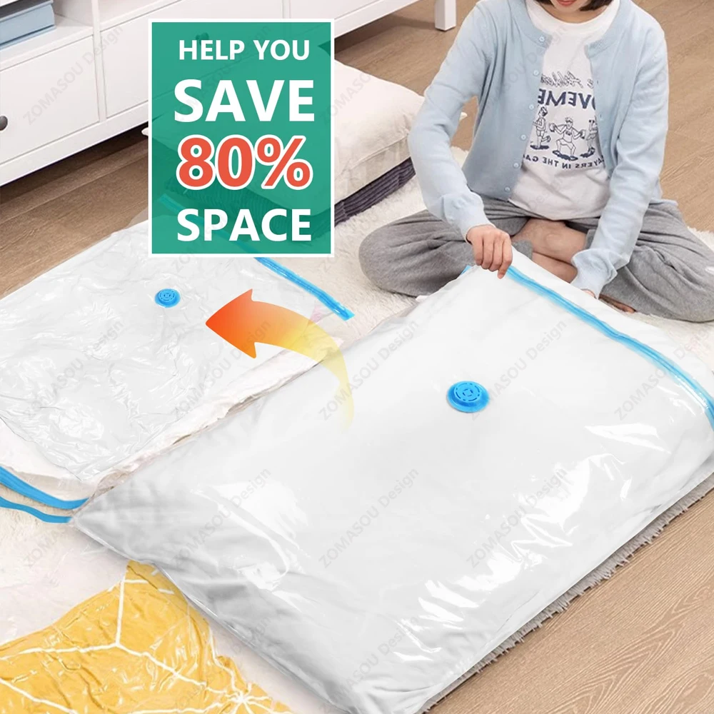 1-24Pcs Vacuum Storage Bags Vacuum Seal Bag Reusable Space Saving Bags Folding Compressed Organizer Bag For Clothes Bedding