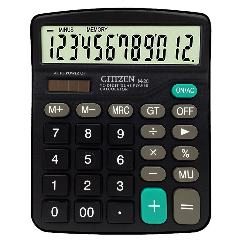 Genuine Desktop Dual Power 12 Digital Display General Purpose Calculator For Daily Office Working, No Battery: Default Title