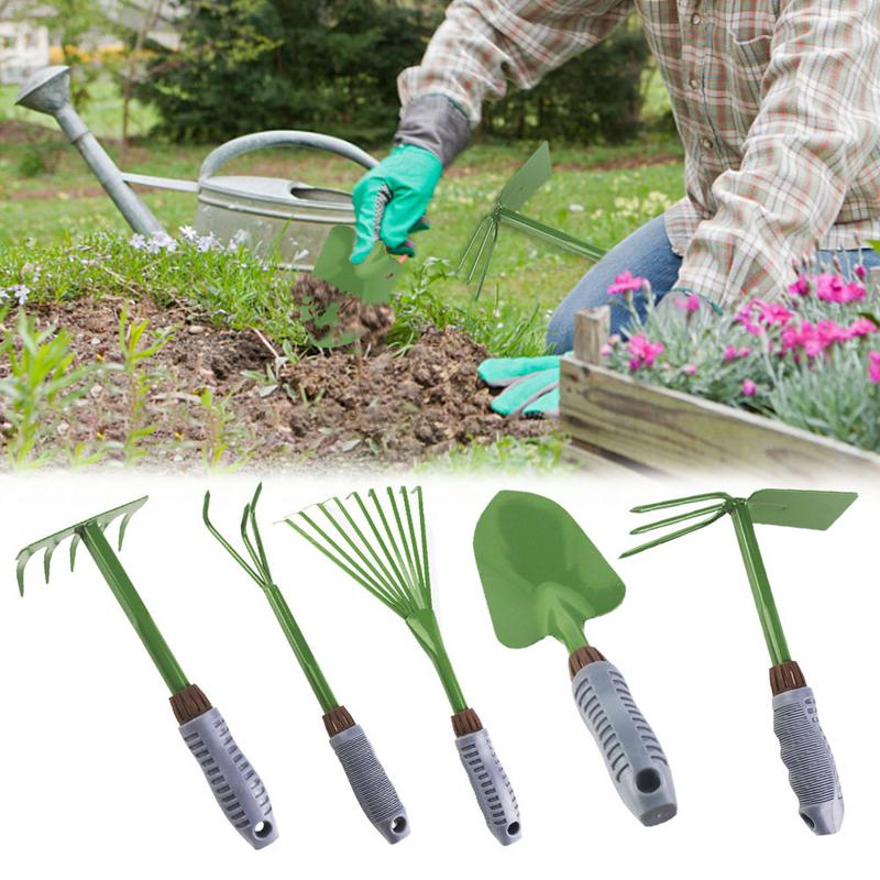 Cinco-Pedaço Flor Pá Ferramentas de Jardinagem Em Vasos Dual-Purpose Enxada Pá Ferramentas Manuais Conjunto de Ferramentas de Jardinagem Do Jardim da Semente