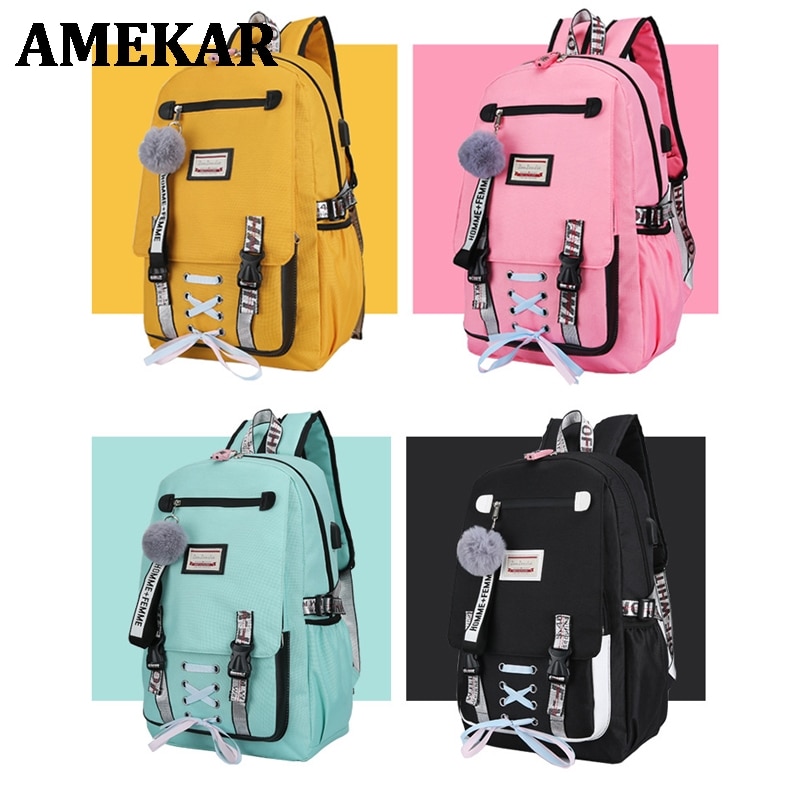 Grote schooltassen voor tienermeisjes usb met slot antidiefstal rugzak dames boekentas grote middelbare schooltas vrije tijd college jeugd