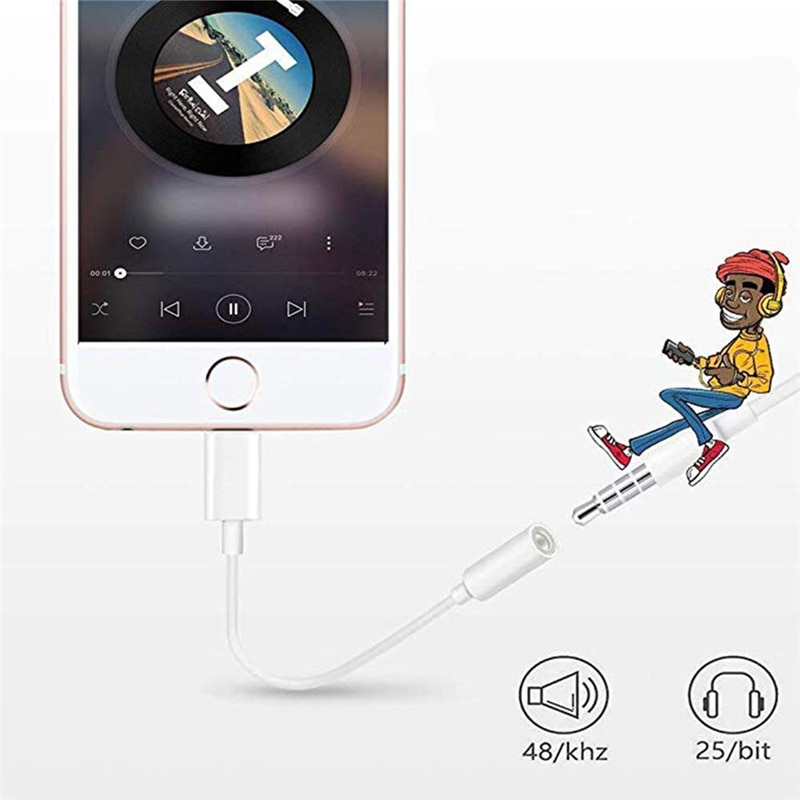 8Pin Naar 3.5Mm Jack Audio Hoofdtelefoon Splitter Converter Adapter Voor Iphone 11 Pro X Xr Xs Max 8 7 plus Voor Bliksem Naar 3.5Mm Aux