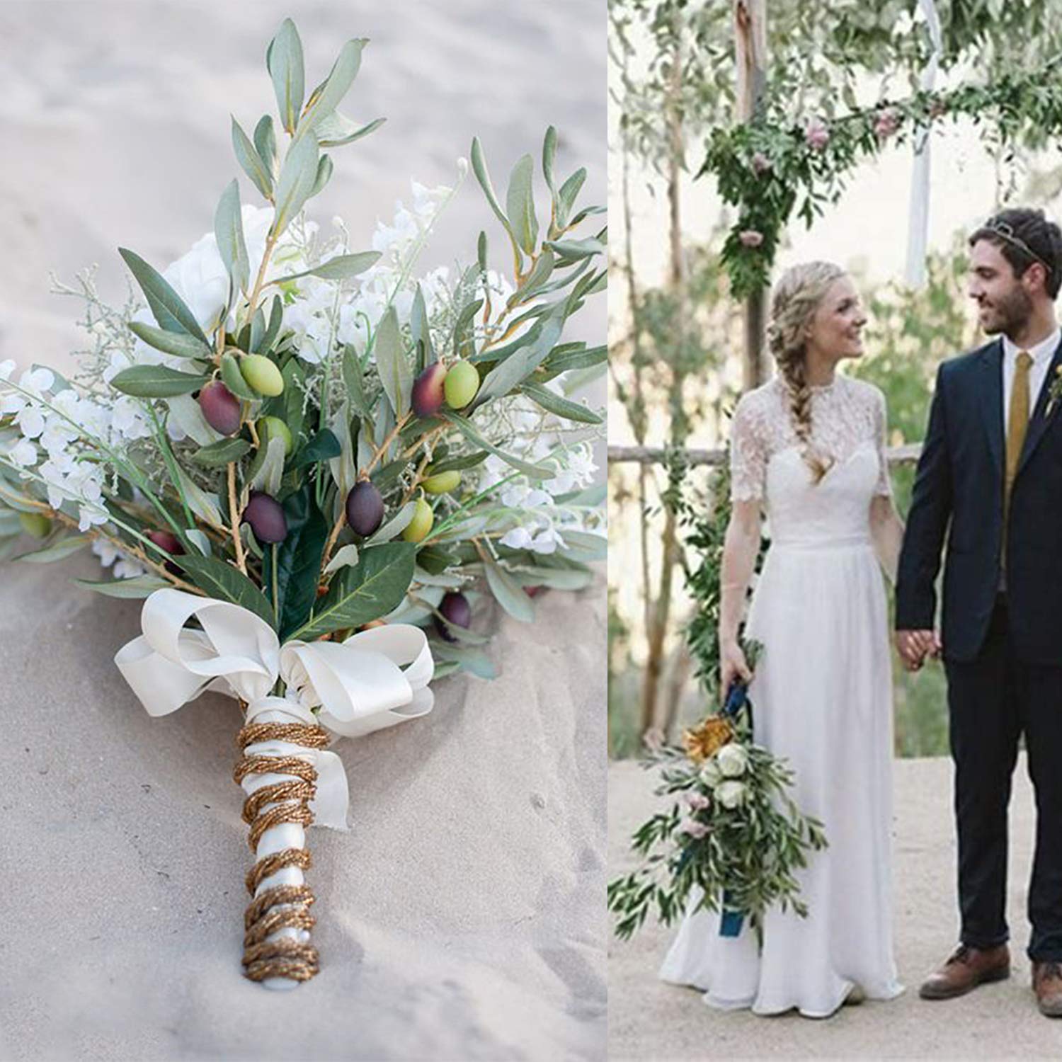1 mazzo di rami di ulivo piante artificiali steli di verde con foglie di ulivo frutta per la casa matrimonio fiori fai da te decorazione corona