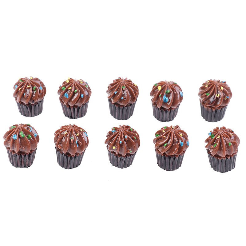 10Pcs Dollhouse Diy Miniatuur Kunstmatige Nep Voedsel Taart Hars Decoratieve Craft Poppenhuis Speelgoed