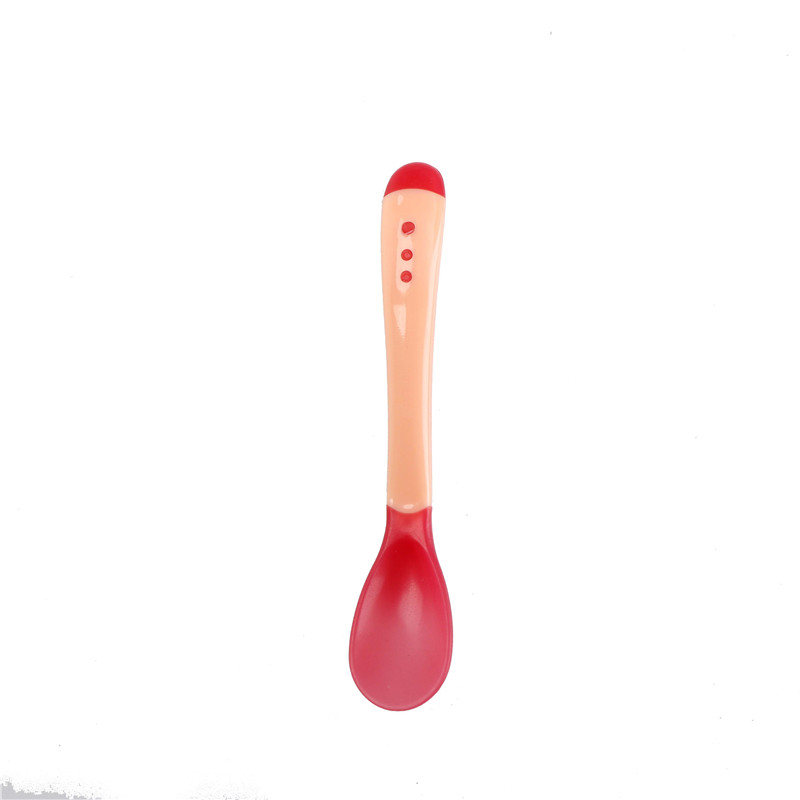 Cuchara y tenedor de silicona con sensor de temperatura, cubiertos de alimentación, 1 unidad: Pink - Spoon