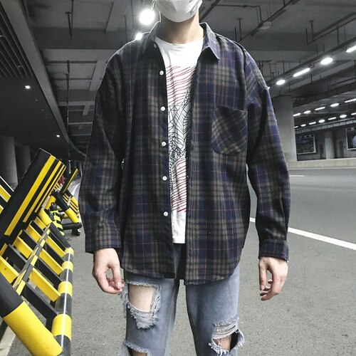 Dame Super Feuer Hemd BF männer verlieren Uzzang Koreanische Ausgabe Hemd Hong Kong Wind schick Kleidung: Grün / XXL
