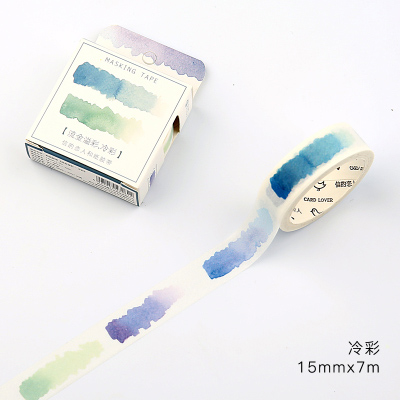 JUKUAI Aquarell Vergoldung Washi Klebeband DIY Dekoration Scrapbooking Planer Maskierung Band Klebeband Etikett-aufkleber Schreibwaren8123: 04 Blau2 -Nein Vergoldung
