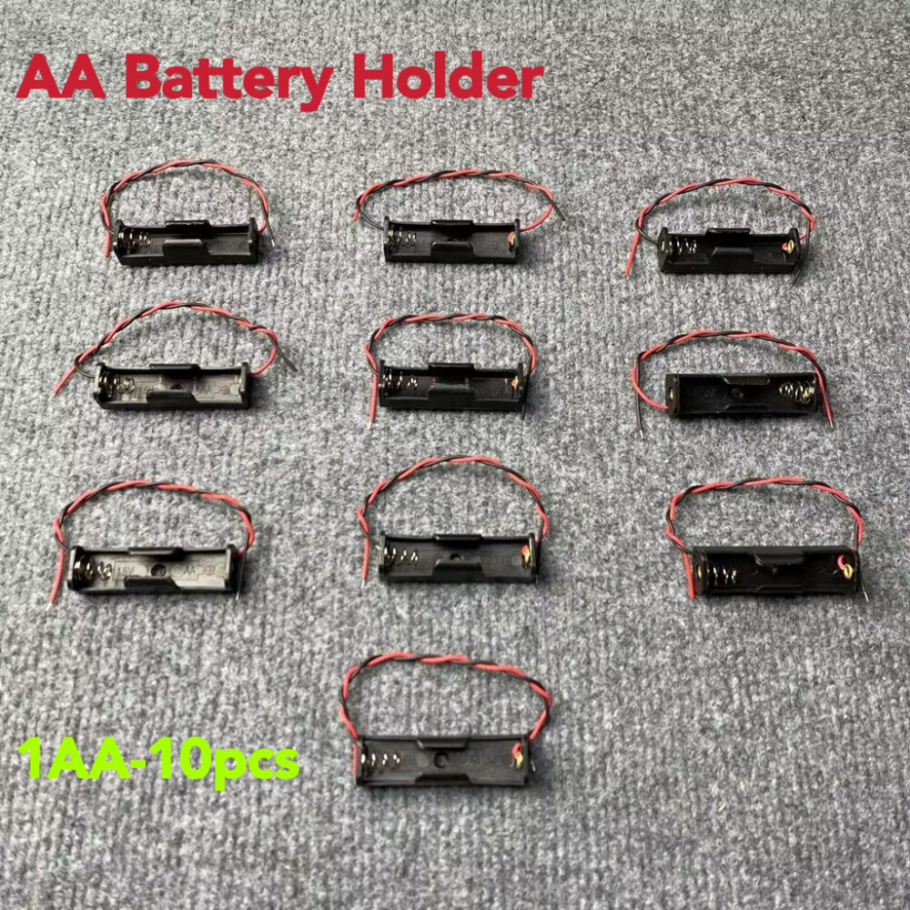 5-10PCS AA Power Battery Storage Case Holder Storage Box Multi Purposes DIY AA Battery Holder LR6 Container With Lead Cables: Blue
