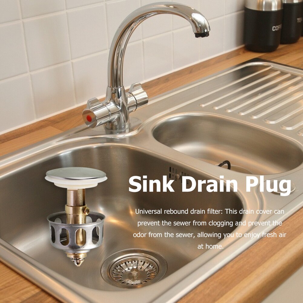 Universal Replacement 2 in 1 Wash Basin POP Up Sink Drain Plug Bathtub Bounce Drain Stopper Filter Kitchen Bathroom Supplies