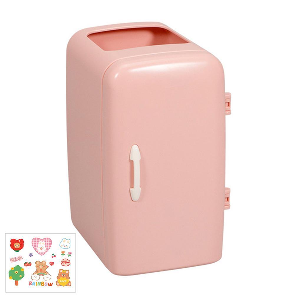Kawaii Organizer Refrigerator Pen Holder Student Cute Sticker With Desktop Box Makeups Large-capacity Diy Stationery Storag I8x9: pink