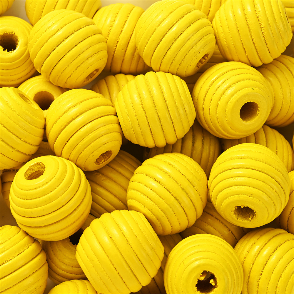 Ensemble de perles décoratives peintes en jaune, jolies perles en bois, perles d'espacement rondes, guirxiété de bricolage, décor de fête exécutif, 10 pièces: GRIS