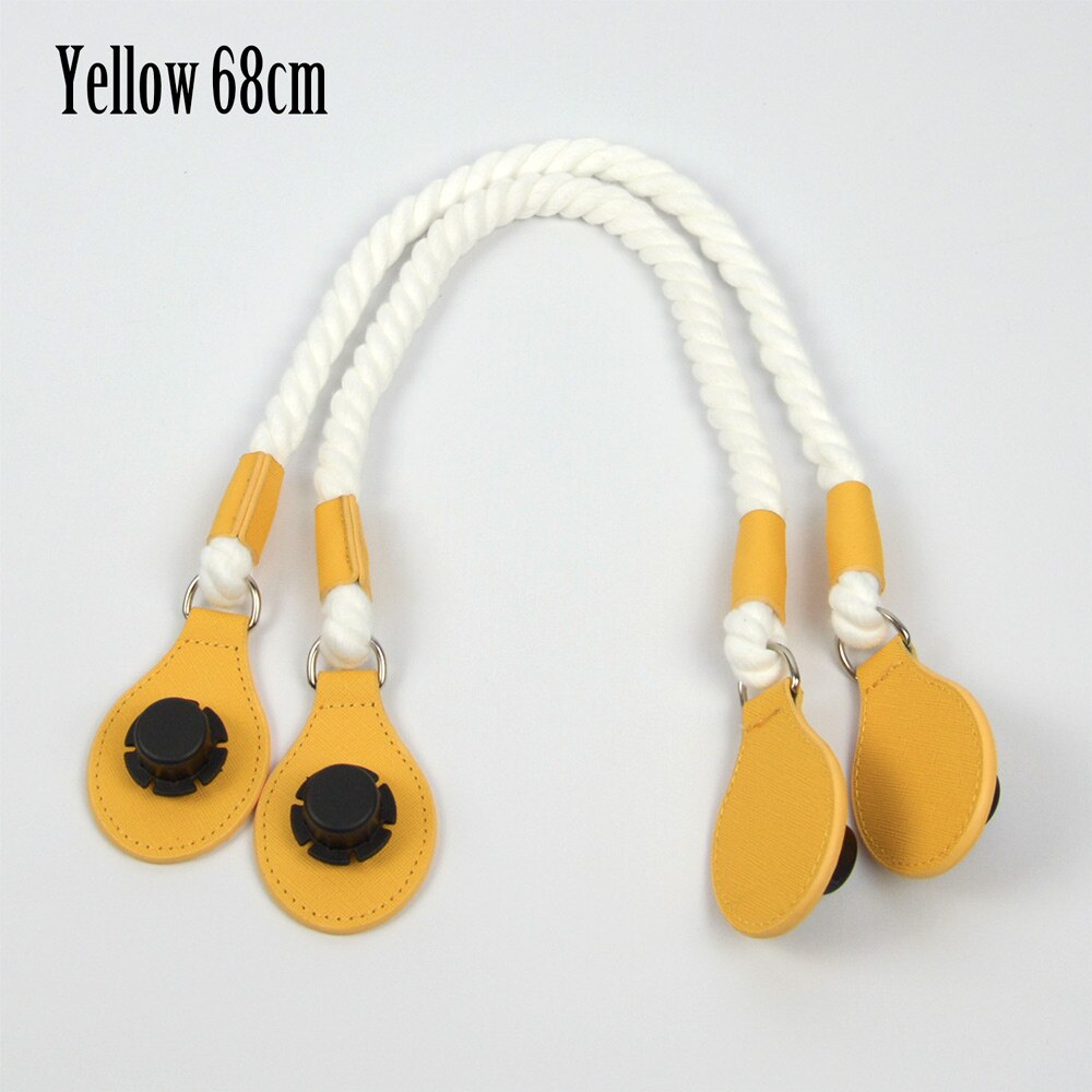 1 paar lange korte zachte witte henneptouw handgrepen met druppels voor o bag obag dames handtas klassieke mini chique stad stedelijke tas: Geel lang