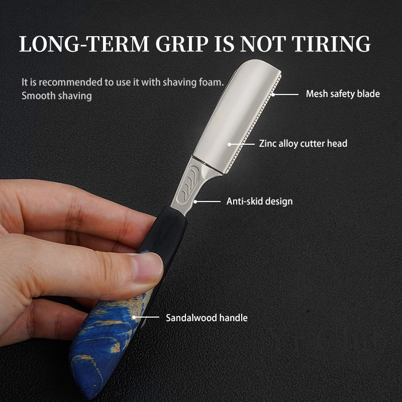 Maquinilla de afeitar de seguridad japonesa con mango recto, afeitadora de aleación de Zinc, recortadora de barba de madera, cuchilla de pluma, cuchillo de afeitar, herramientas de barbería de descanso