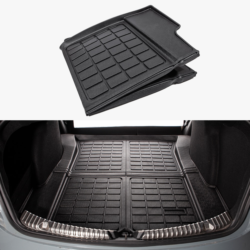 Non-slip Tesla Cargo Mat Set Pedigree All-Weather TPE Trunk Liners For Tesla Model Y - 2-Piece Set (Front & Rear Cargo Mats) Tesla Interior Protection Mats