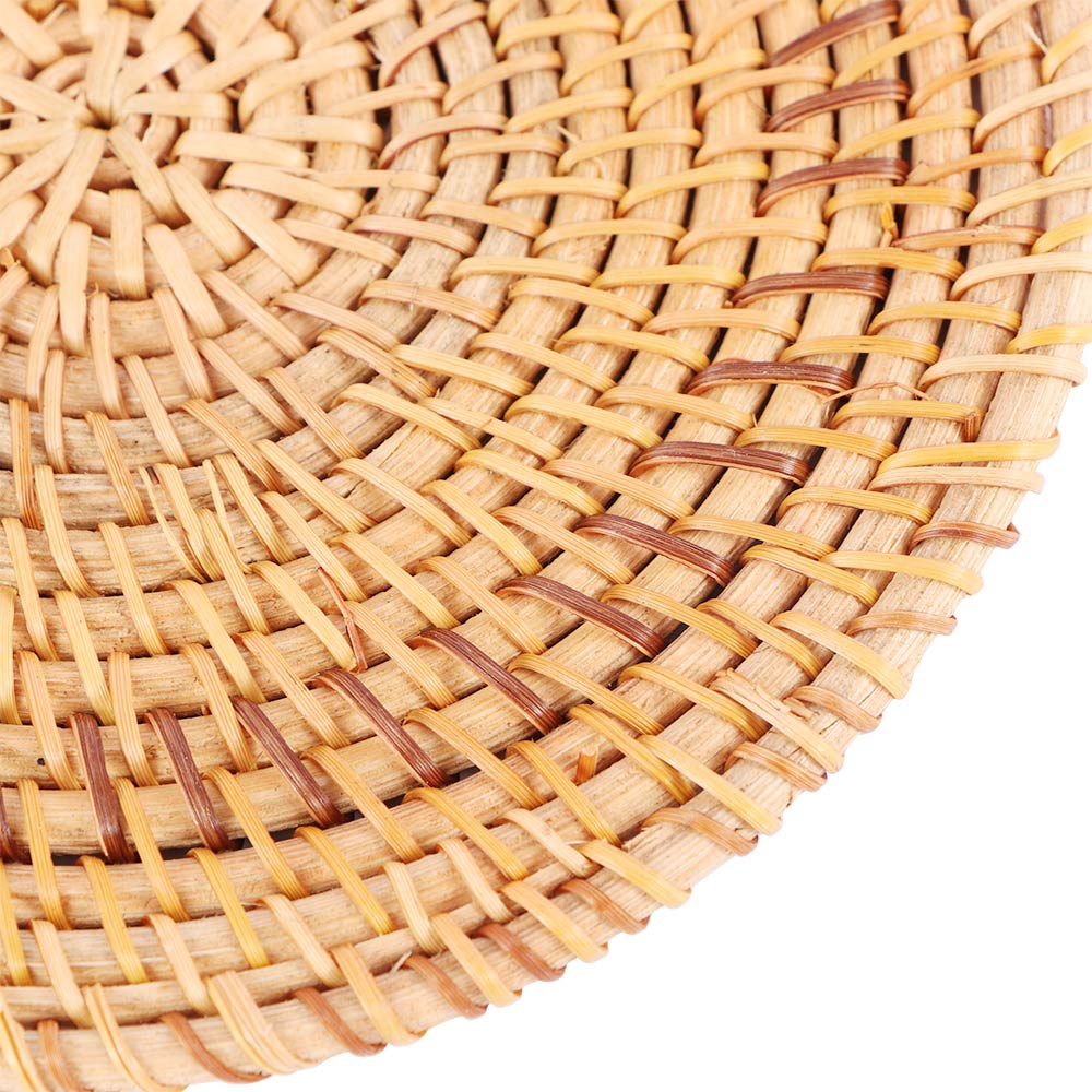 1Stck Runde Natürliche Rattan Untersetzer Schüssel Pad Handarbeit Gewebt Tischsets Tabelle Polsterung Tasse Matten Küche Dekoration Zubehör