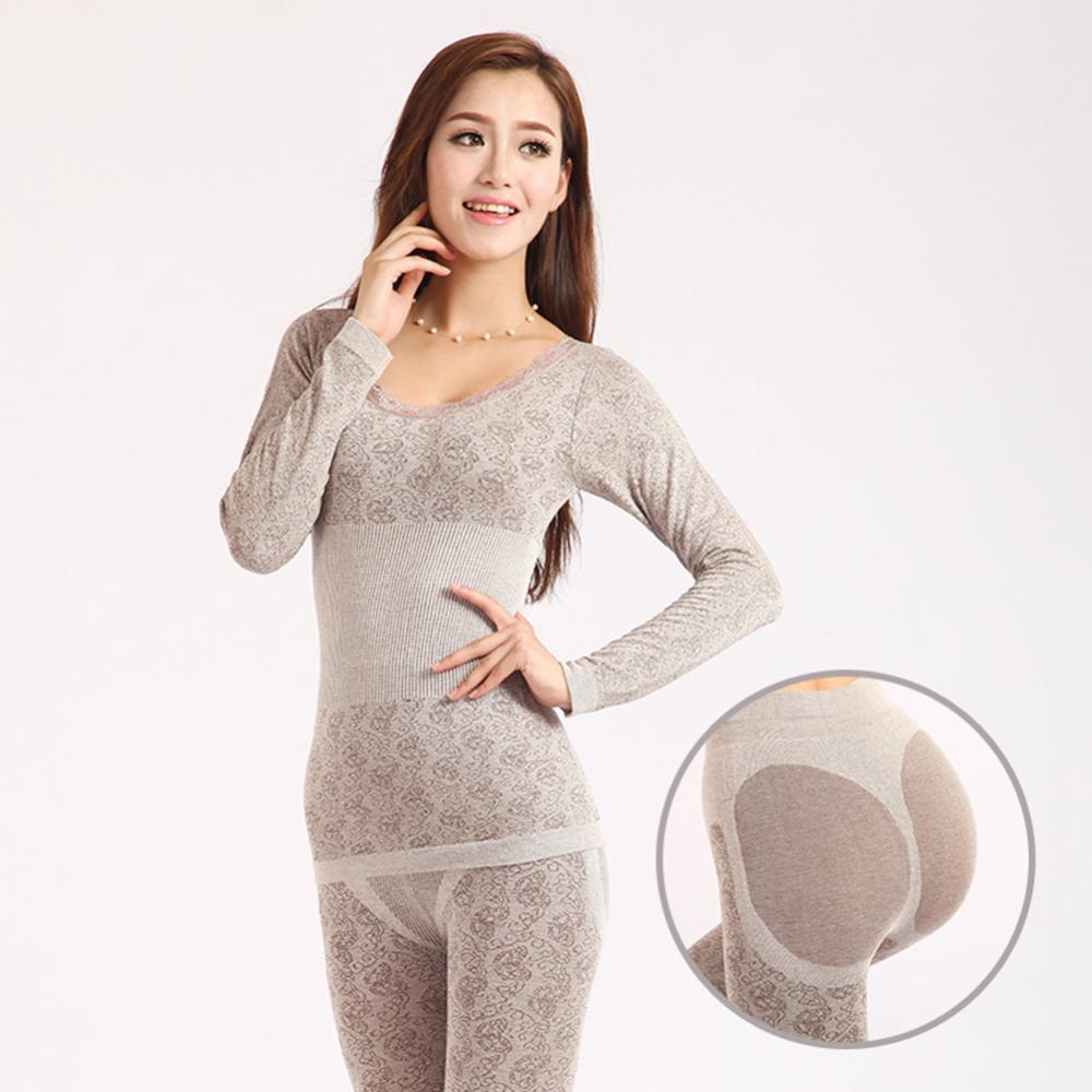 Women Winter Thermal Underwear High Elasticity O-Neck Top Long Johns Pajama Set Long Sets For Women Warm Clothing тёплое бельё